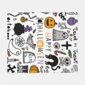 Couverture Polaire Ensemble vintage d'Halloween. Icône d'halloween mi (Devant (Horizontal))