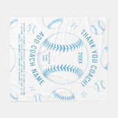 Couverture Polaire Entraîneur de baseball Merci Blue Team Joueurs Nom (Devant (Horizontal))