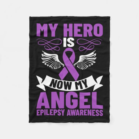 Couverture Polaire Epilepsie Ruban Mon Héros Est Maintenant Mon Ange (Devant)