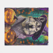 Couverture Polaire Épouvantable sorcière d'Halloween Malamute d'Alask (Devant (Horizontal))
