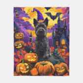 Couverture Polaire Épouvantable sorcière d'Halloween Terrier Écossais (Devant)