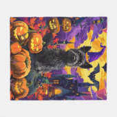 Couverture Polaire Épouvantable sorcière d'Halloween Terrier Écossais (Devant (Horizontal))