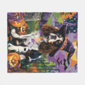 Couverture Polaire Épouvantable Springer Spaniel Halloween Sorcière C (Devant (Horizontal))