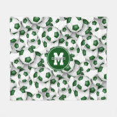 Couverture Polaire équipe blanche verte couleurs soccer balls motif (Devant (Horizontal))
