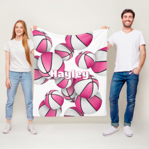 Couverture Polaire équipe de basket rose couleurs filles décor sporti