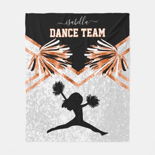 Couverture Polaire Équipe de danse Orange, noir et blanc Fleece Blank (Devant)