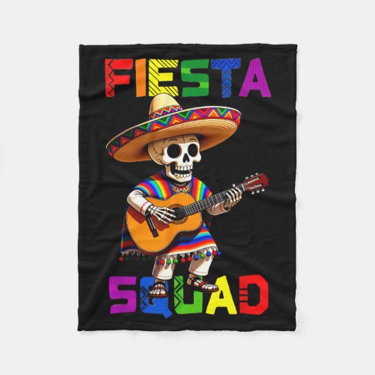 Couverture Polaire Équipe de fiesta design cinq de mayo squelette som (Devant)