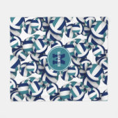 Couverture Polaire équipe de l'école turquoise bleu marine couleurs v (Devant (Horizontal))