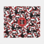 Couverture Polaire équipe de volley-ball des filles noires rouge coul (Devant (Horizontal))
