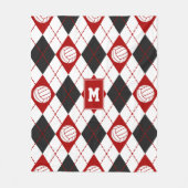 Couverture Polaire équipe de volley-ball noir rouge couleurs Jacquard (Devant)
