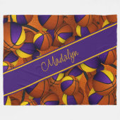 Couverture Polaire équipe d'or violet couleurs filles basketball (Devant (Horizontal))
