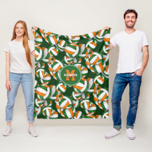 Couverture Polaire équipe d'orange verte couleurs filles volley décor