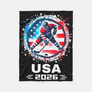 Couverture Polaire Équipe États-Unis 2026 Hockey Drapeau Américain Fe