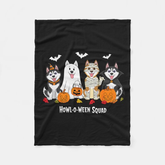 Couverture Polaire Équipe Husky Halloween Hurle O Ween (Devant)