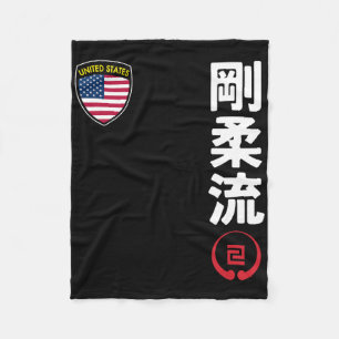 Couverture Polaire Équipe Karate Goju Ryu Usa Drapeau Kanji Marti jap