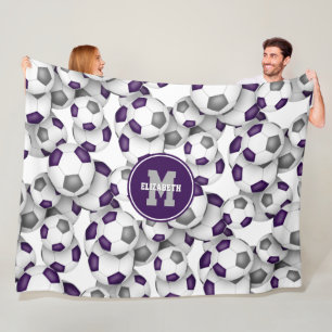 Couverture Polaire équipe violet gris couleurs soccer balls motif