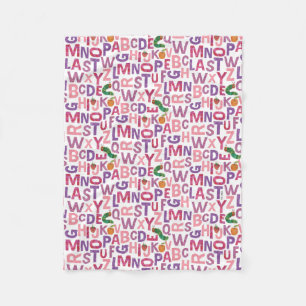 Couverture Polaire Eric Carle Motif alphabet rose et violet