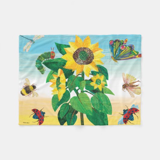 Couverture Polaire Eric Carle | Scène de fleurs du jardin (Devant (Horizontal))