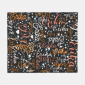 Couverture Polaire Erika Nom personnalisé, Coeurs mignons Starred Noi (Devant (Horizontal))