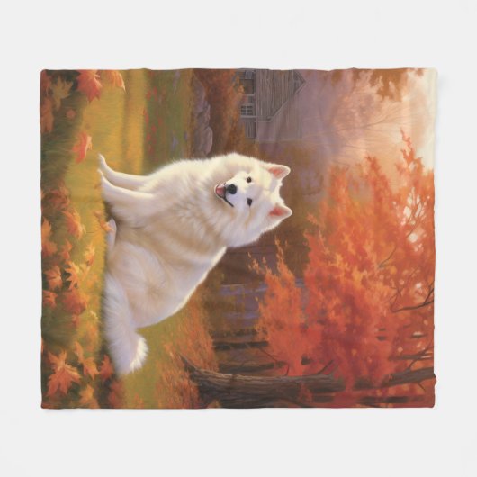 Couverture Polaire Eskimo américain en automne Leaves automne inspiré (Devant (Horizontal))