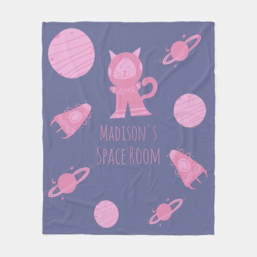 Couverture Polaire Espace Chat Filles Chambre Rose Violet (Devant)