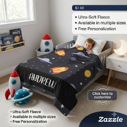 Couverture Polaire Espace personnalisé personnalisé ,monogramme extér