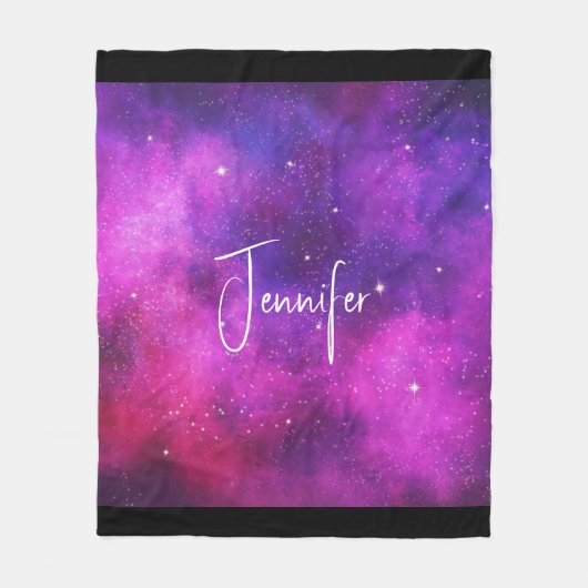 Couverture Polaire Espace rose & violet & Étoiles Faux Galaxy (Devant)