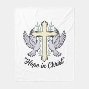 Couverture Polaire Espoir en Christ Colombe Croix Design Chrétien Vin