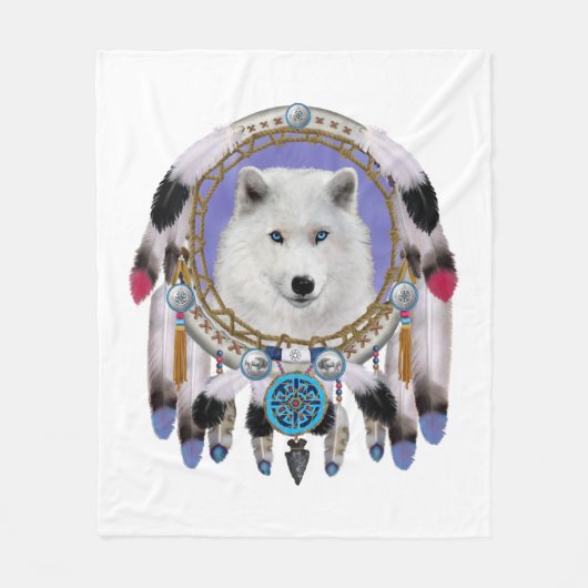 Couverture Polaire Esprit de loup indien natif (Devant)