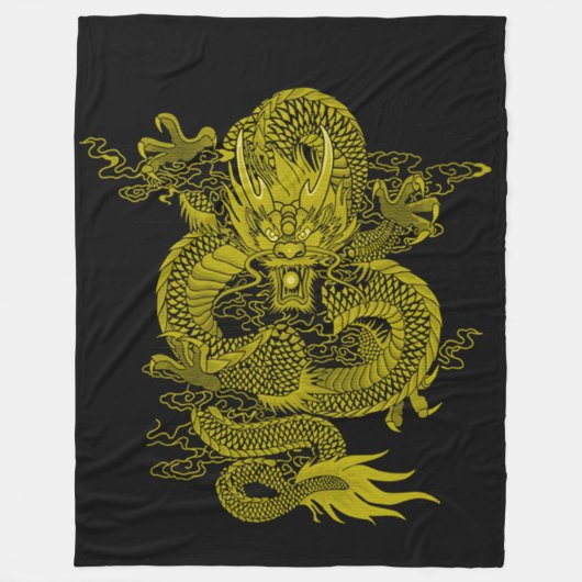 Couverture Polaire Esprit samouraï d'or de dragon (Devant)
