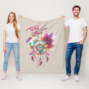 Couverture Polaire Esprit sauvage et attrapeur de rêves