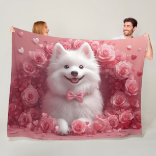 Couverture Polaire Esquimau américain avec des roses - Saint-Valentin