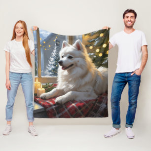 Couverture Polaire Esquimau Américain avec lumières de Noël pour les