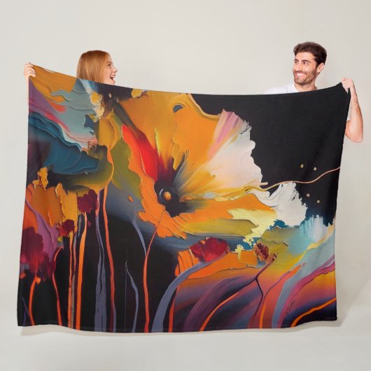 Couverture Polaire Essence du jardin – Expression florale abstraite (En situation)