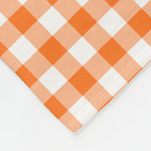 Couverture Polaire Et blanc motif vérifié par guingan orange
