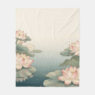 Couverture Polaire Étang de fleurs de lotus roses Sérénité zen