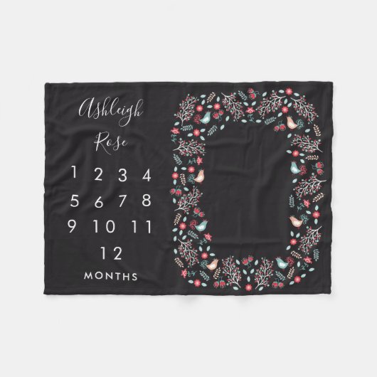 Couverture Polaire Étape importante mensuelle folklorique de bébé (Devant (Horizontal))