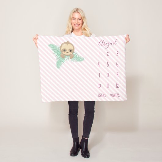 Couverture Polaire Étape importante rose mignonne de bébé de paresse (En situation)