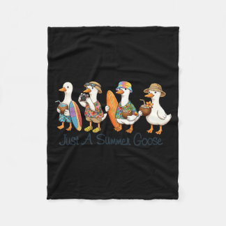 Couverture Polaire Été drôle oie plage canard surf vacances mignon