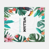 Couverture Polaire Été Floral Nom personnalisé Nursery (Devant (Horizontal))