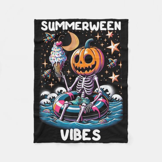 Couverture Polaire Été Halloween Funky Skeleton Ice Cre (Devant)