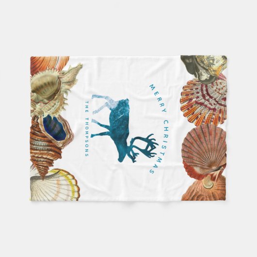Couverture Polaire Été Noël Beach Seashell Deer (Devant (Horizontal))