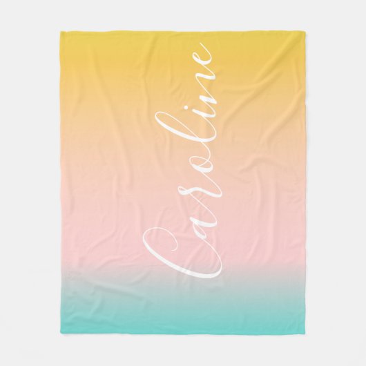Couverture Polaire Été Pastel Gradient | Nom de script personnalisé (Devant)