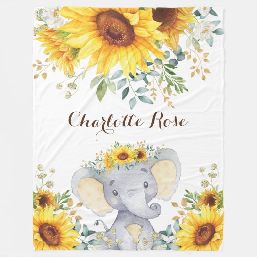Couverture Polaire Été Sunflower Elephant Baby Girl Nursery (Devant)
