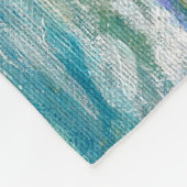Couverture Polaire Eté, vagues bleues, peinture acrylique. (Coin)