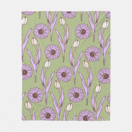 Couverture Polaire Été végétal vert violet tropical (Devant)