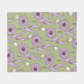 Couverture Polaire Été végétal vert violet tropical (Devant (Horizontal))