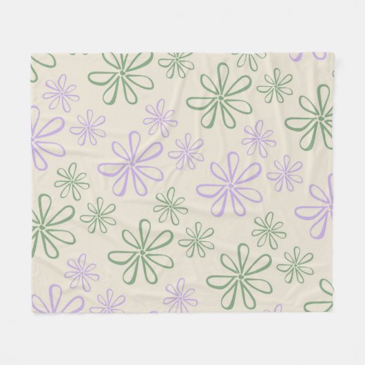 Couverture Polaire Été végétal vert violet tropical (Devant (Horizontal))