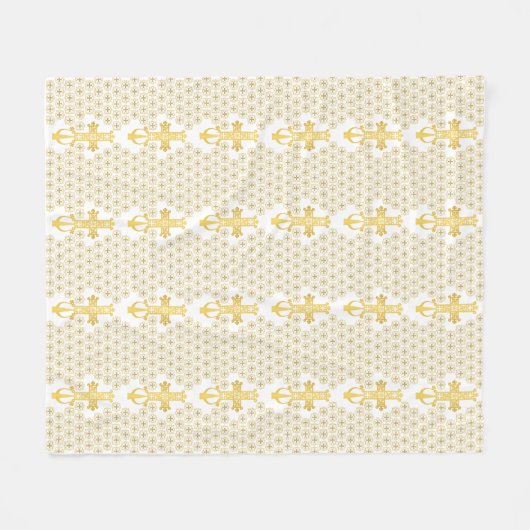 Couverture Polaire Ethiopian Orthodox Cross Pattern Gold on white (Devant (Horizontal))
