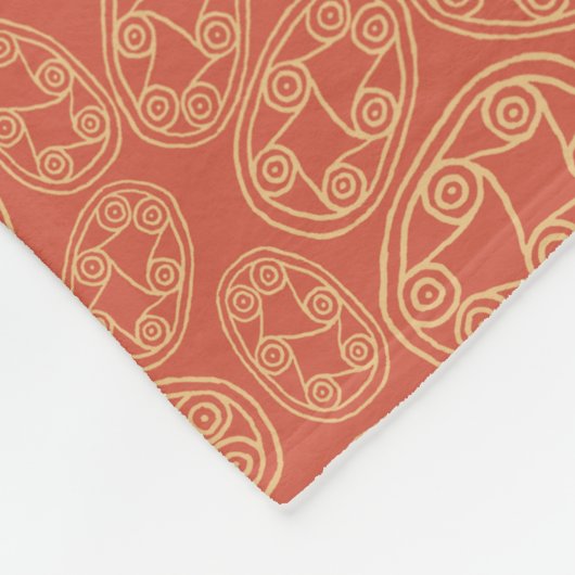 Couverture Polaire Ethnic Egyptian Tribal Shields Crème Rouille Rouge (Coin)